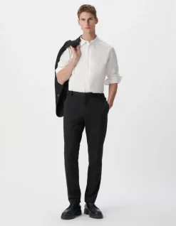 Pantalon de costume SLIM noir maille Milano Homme