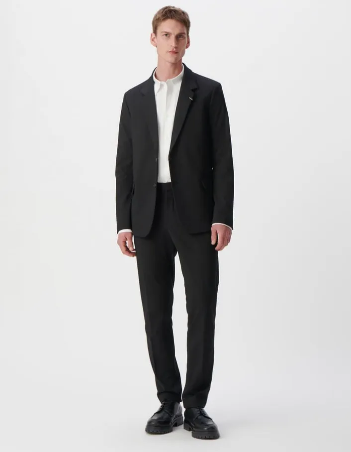 Pantalon de costume SLIM noir maille Milano Homme