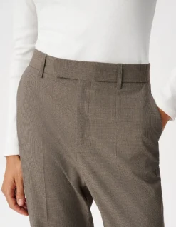 Pantalon de tailleur beige motif pied-de-puce Femme