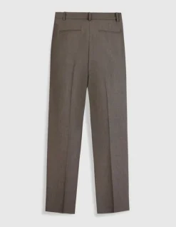 Pantalon de tailleur beige motif pied-de-puce Femme