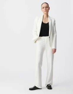 Pantalon de tailleur blanc ajusté maille Milano Femme