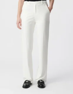 Pantalon de tailleur blanc ajusté maille Milano Femme