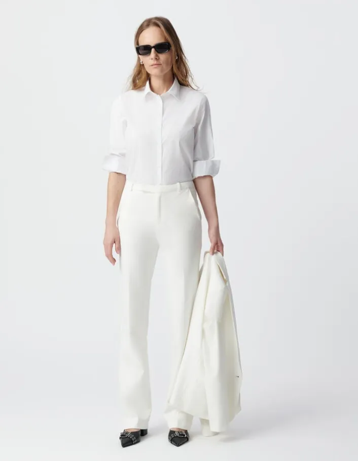 Pantalon de tailleur blanc ajusté maille Milano Femme