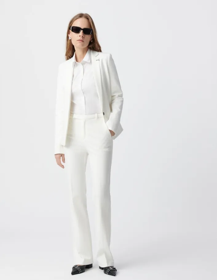 Pantalon de tailleur blanc ajusté maille Milano Femme