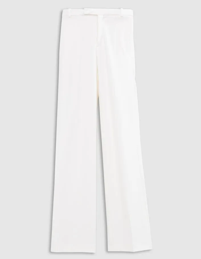 Pantalon de tailleur blanc ajusté maille Milano Femme