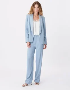 Pantalon de tailleur bleu fluide Femme