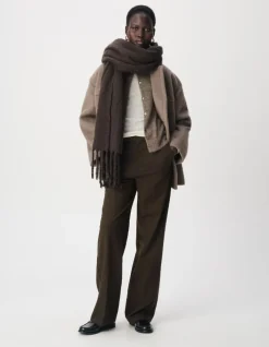 Pantalon de tailleur kaki façon laine froide Femme