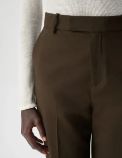 Pantalon de tailleur kaki façon laine froide Femme