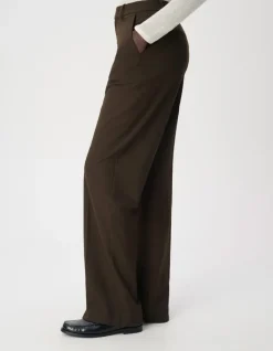 Pantalon de tailleur kaki façon laine froide Femme