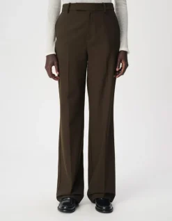 Pantalon de tailleur kaki façon laine froide Femme