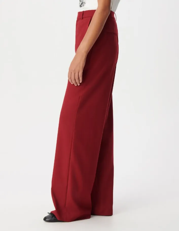 Pantalon de tailleur large rouge Femme