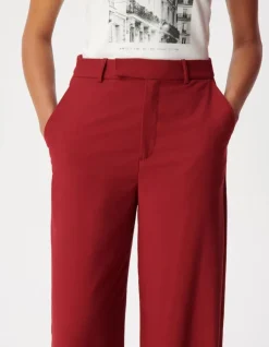 Pantalon de tailleur large rouge Femme