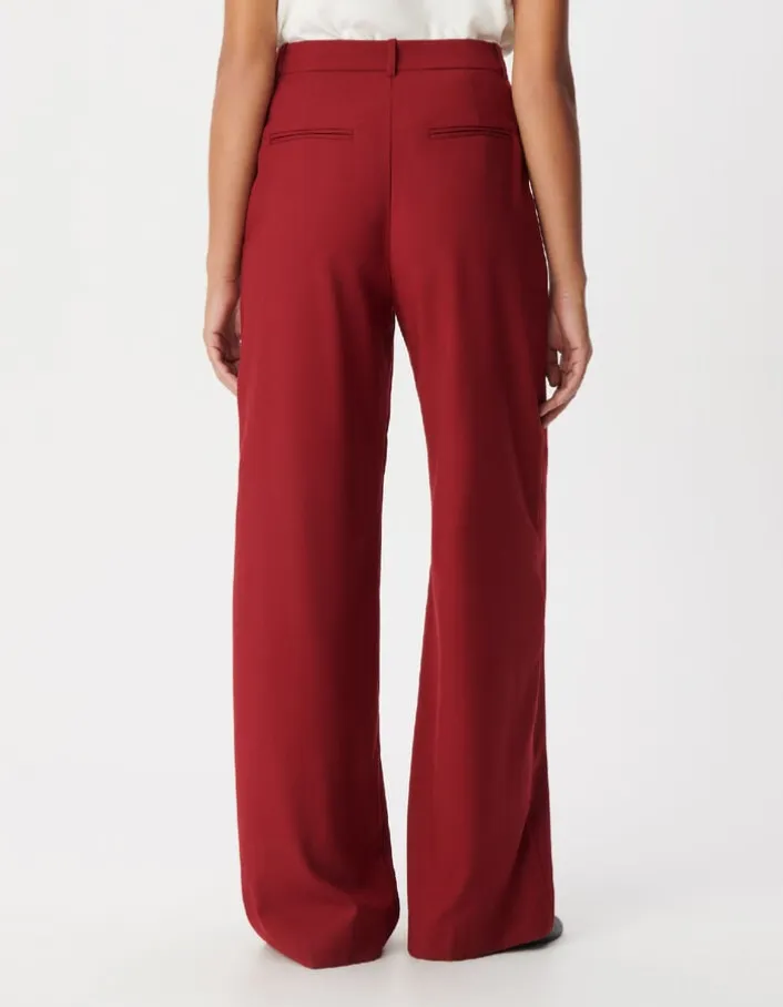 Pantalon de tailleur large rouge Femme