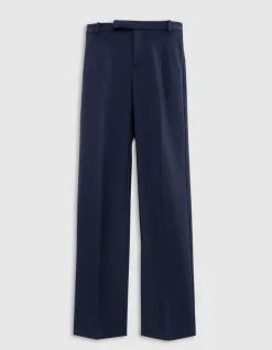 Pantalon de tailleur marine ajusté maille Milano Femme