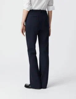 Pantalon de tailleur marine ajusté maille Milano Femme