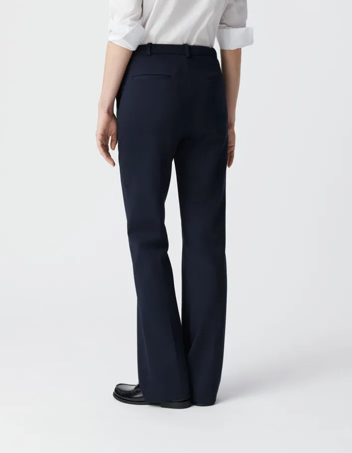 Pantalon de tailleur marine ajusté maille Milano Femme