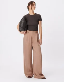 Pantalon de tailleur marron mix Lyocell® Femme