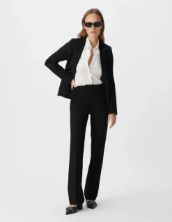 Pantalon de tailleur noir ajusté maille Milano Femme