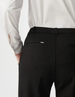 Pantalon de tailleur noir ajusté maille Milano Femme