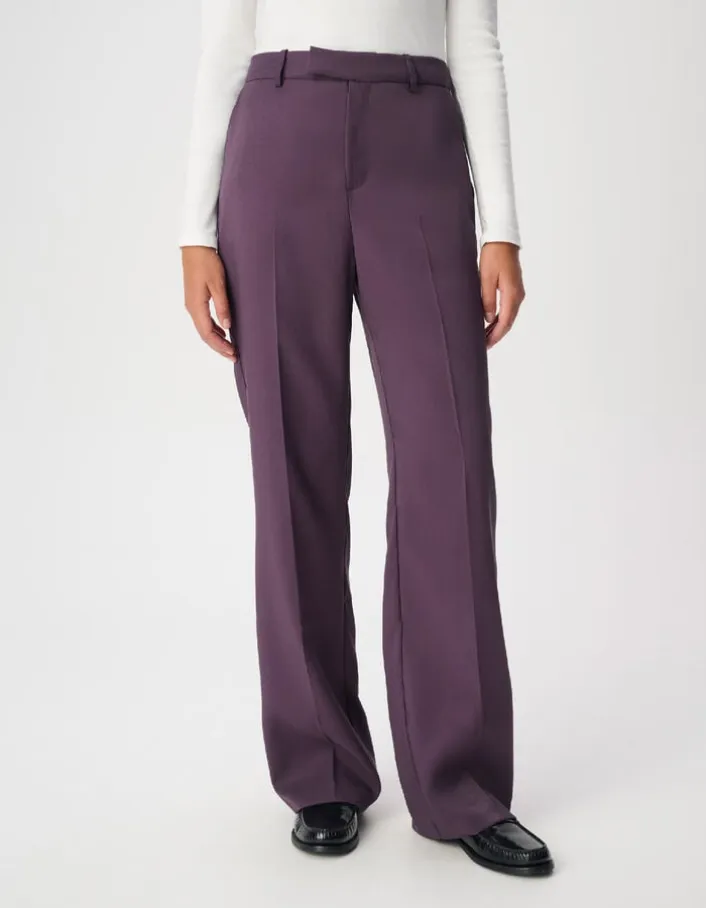 Pantalon de tailleur violet taille haute Femme