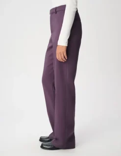 Pantalon de tailleur violet taille haute Femme