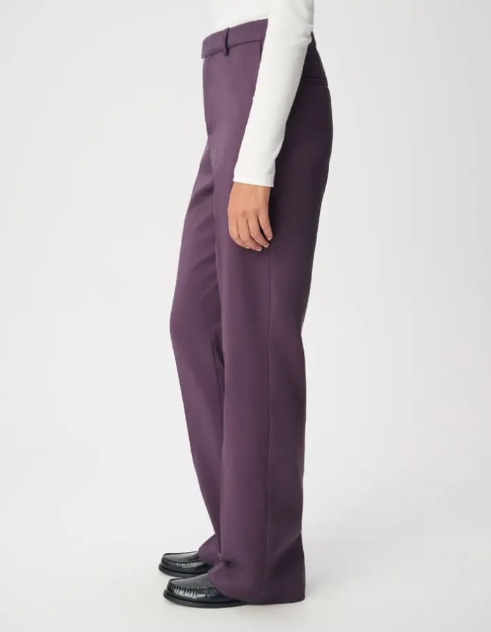 Pantalon de tailleur violet taille haute Femme
