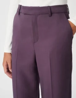 Pantalon de tailleur violet taille haute Femme