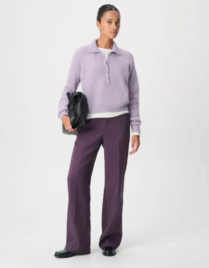 Pantalon de tailleur violet taille haute Femme