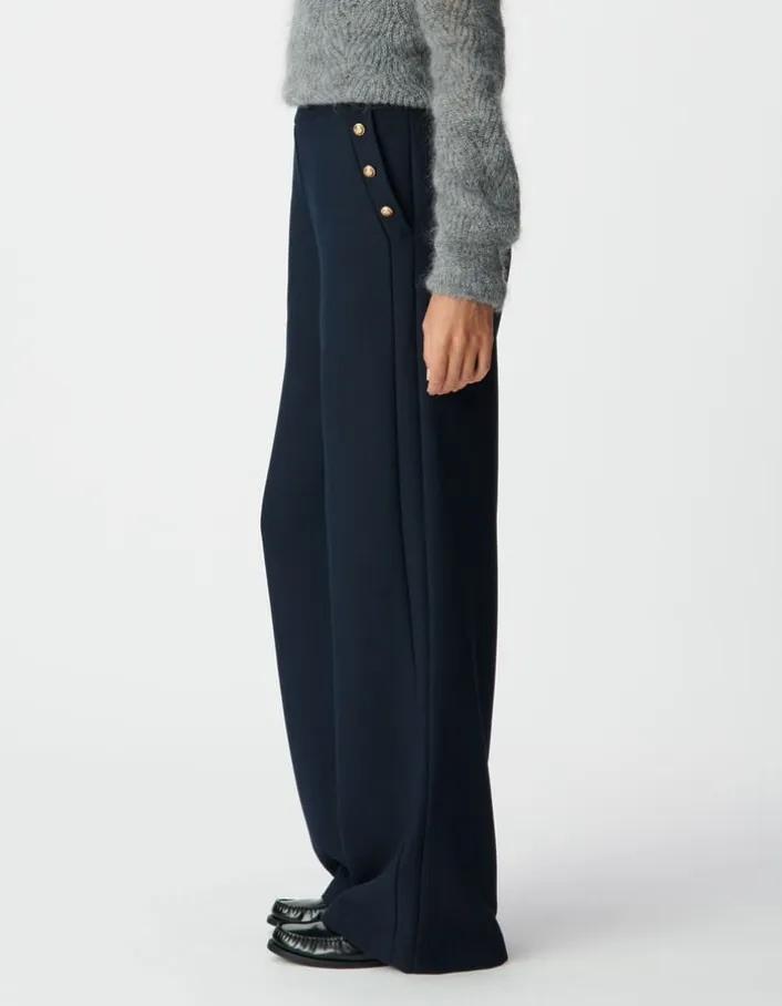 Pantalon droit marine flanelle Femme