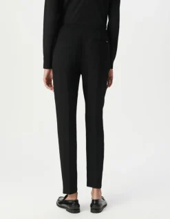 Pantalon droit noir ceinture élastiquée Femme