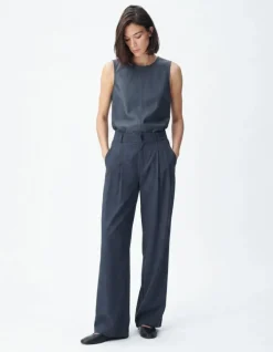 Pantalon large gris Femme