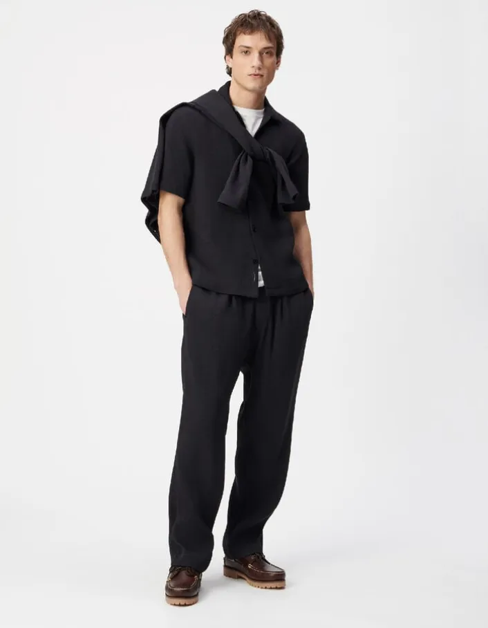 Pantalon noir tissu plissé Homme