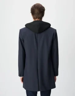 Parka marine parementure capuche amovible Homme