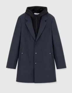 Parka marine parementure capuche amovible Homme
