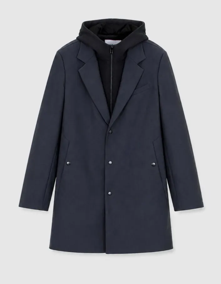 Parka marine parementure capuche amovible Homme