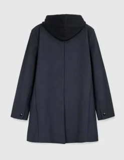 Parka marine parementure capuche amovible Homme