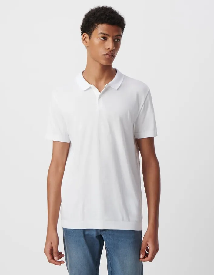 Polo blanc en coton modal Homme