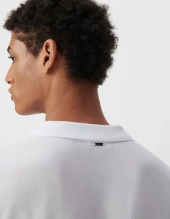 Polo blanc en coton modal Homme