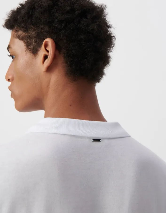Polo blanc en coton modal Homme