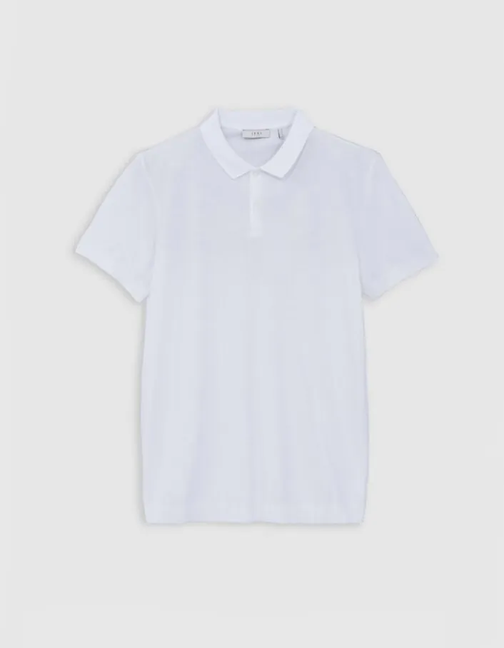 Polo blanc en coton modal Homme