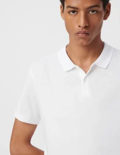 Polo blanc en coton modal Homme