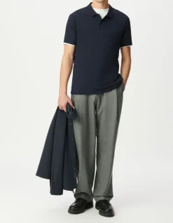 Polo bleu marine en coton modal Homme