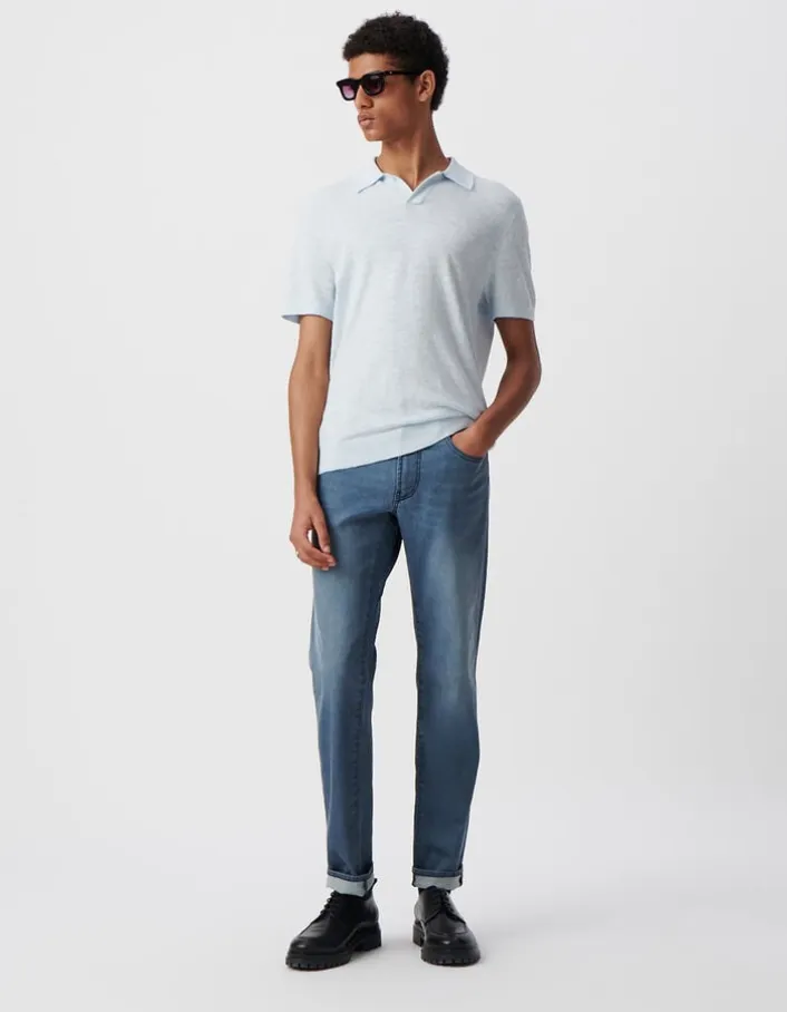 Polo ciel tricot léger Homme