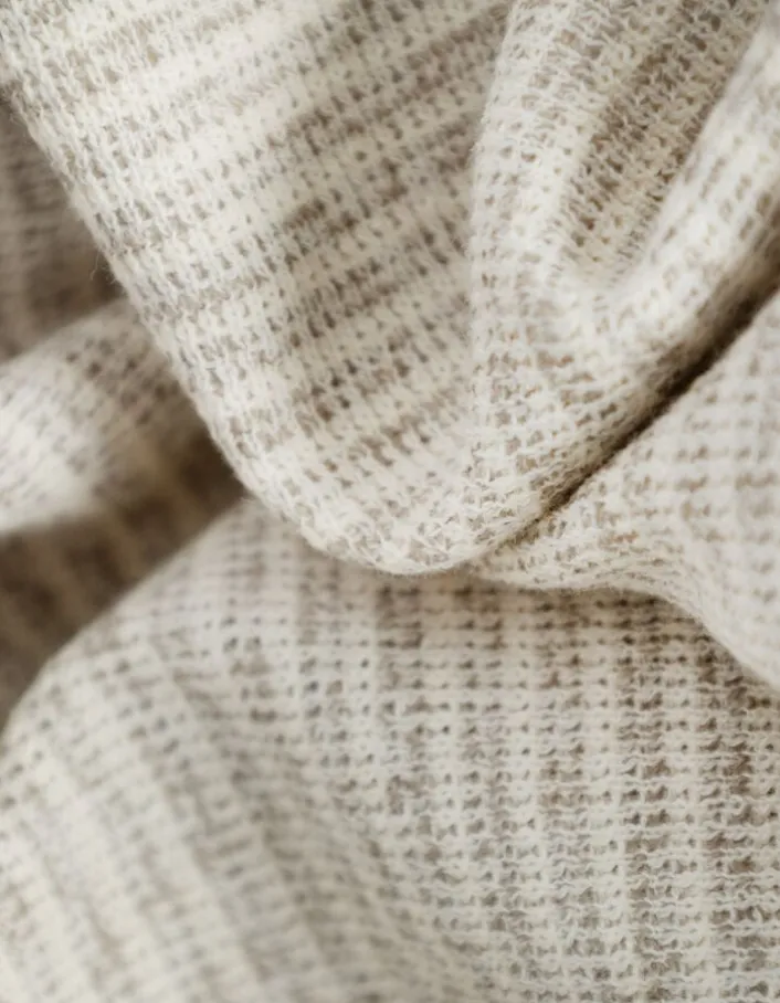 Polo manches courtes beige fines rayures Homme