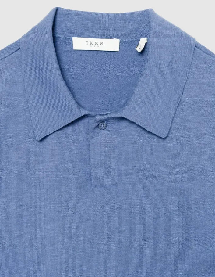 Polo manches courtes bleu maille flammée Homme