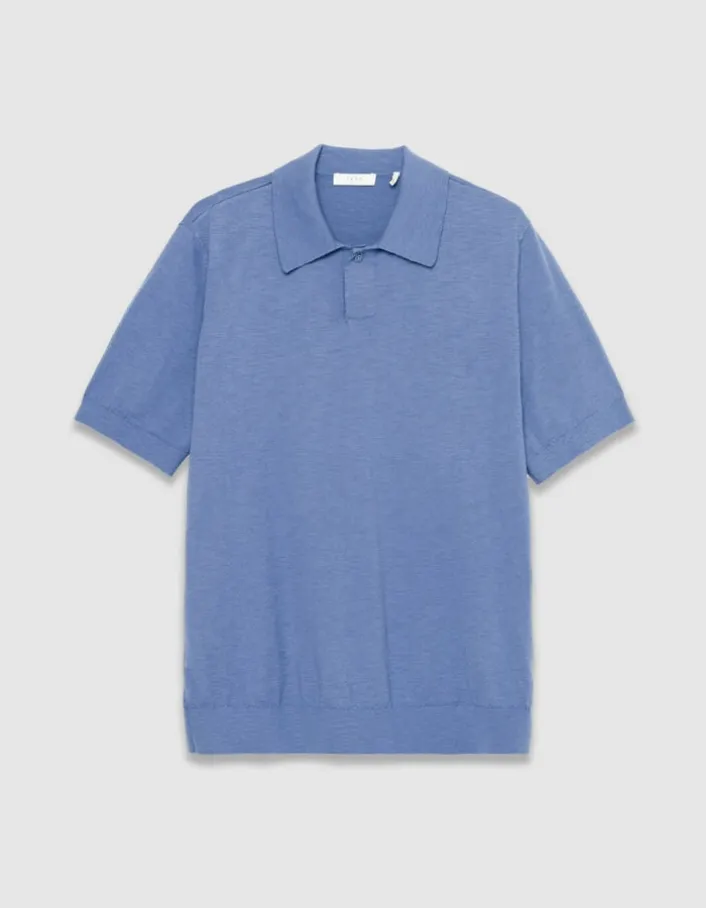 Polo manches courtes bleu maille flammée Homme