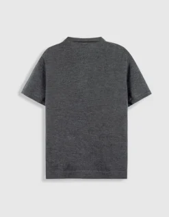 Polo manches courtes gris tricot 100% laine Homme