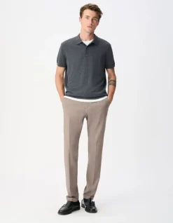 Polo manches courtes gris tricot 100% laine Homme