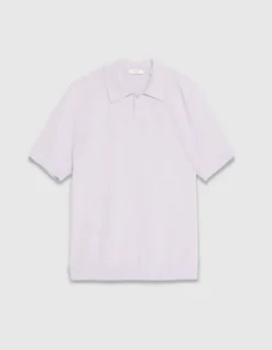 Polo manches courtes lilas maille flammée Homme