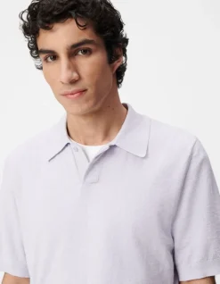 Polo manches courtes lilas maille flammée Homme